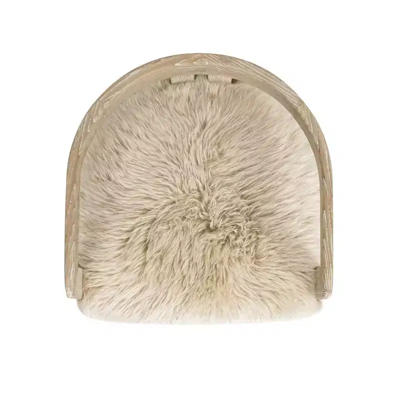 Ash Wood & Genuine Fur Dining Chair 21"